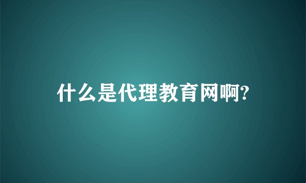 什么是代理教育网啊?
