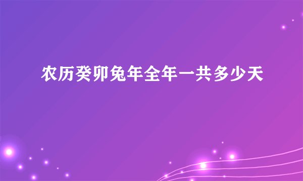 农历癸卯兔年全年一共多少天
