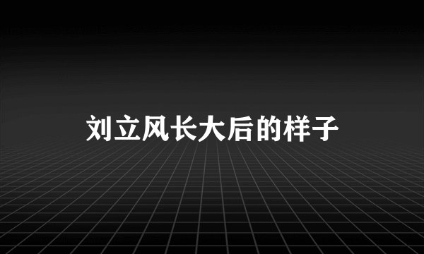 刘立风长大后的样子