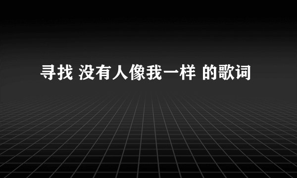 寻找 没有人像我一样 的歌词