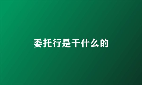 委托行是干什么的