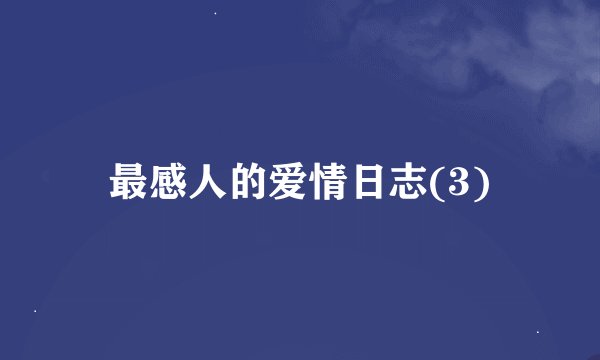 最感人的爱情日志(3)