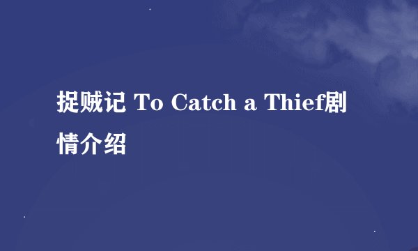 捉贼记 To Catch a Thief剧情介绍