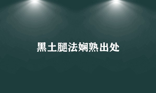 黑土腿法娴熟出处