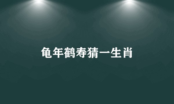 龟年鹤寿猜一生肖