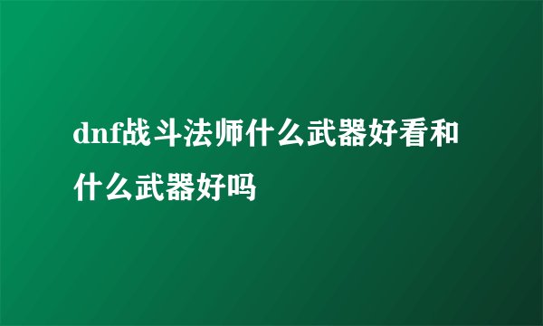dnf战斗法师什么武器好看和什么武器好吗