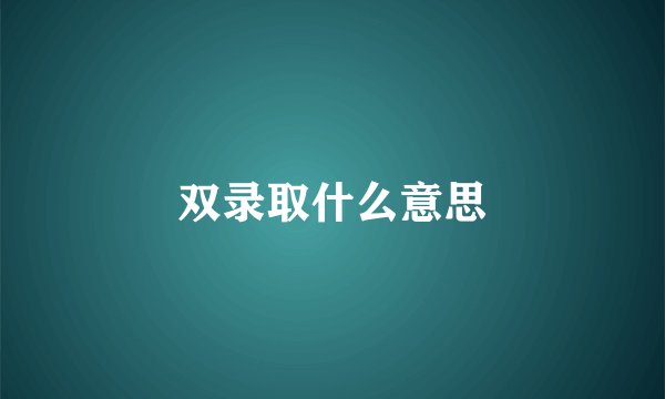 双录取什么意思