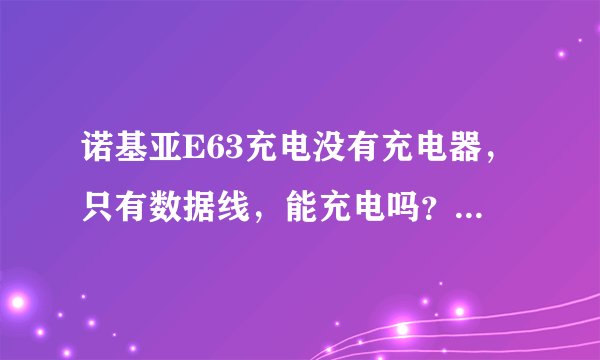 诺基亚E63充电没有充电器，只有数据线，能充电吗？这个谁了解？