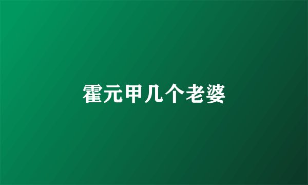 霍元甲几个老婆