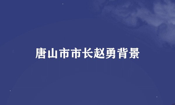 唐山市市长赵勇背景
