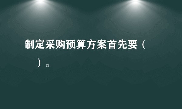 制定采购预算方案首先要（　　）。