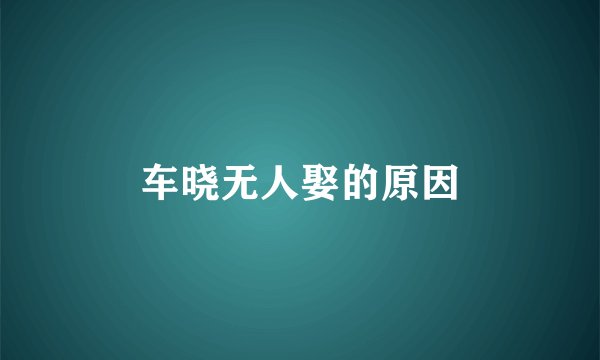 车晓无人娶的原因
