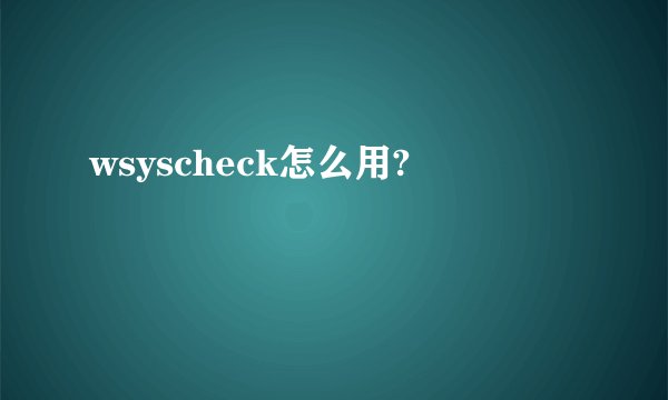 wsyscheck怎么用?