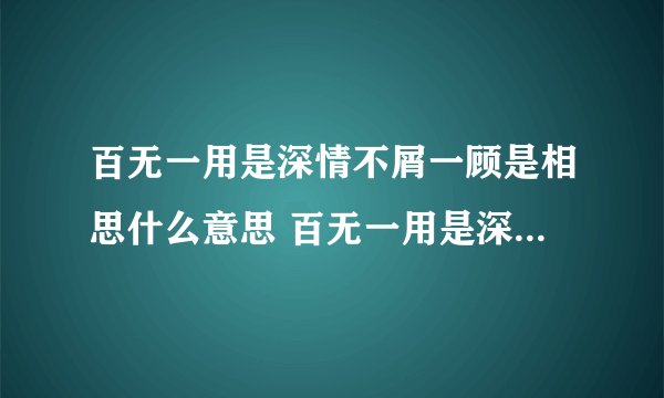 百无一用是深情不屑一顾是相思什么意思 百无一用是深情不屑一顾是相思的解释