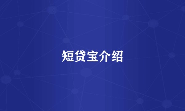 短贷宝介绍