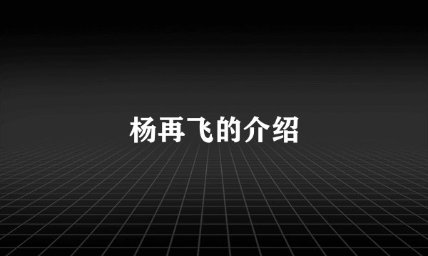 杨再飞的介绍