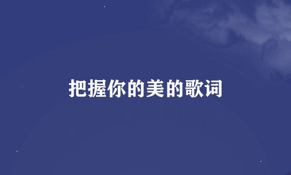把握你的美的歌词
