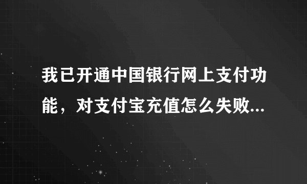 我已开通中国银行网上支付功能，对支付宝充值怎么失败，说没有开通b2b网上支付，这有什么区别？在哪开通